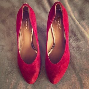Coach suede red heels 👠